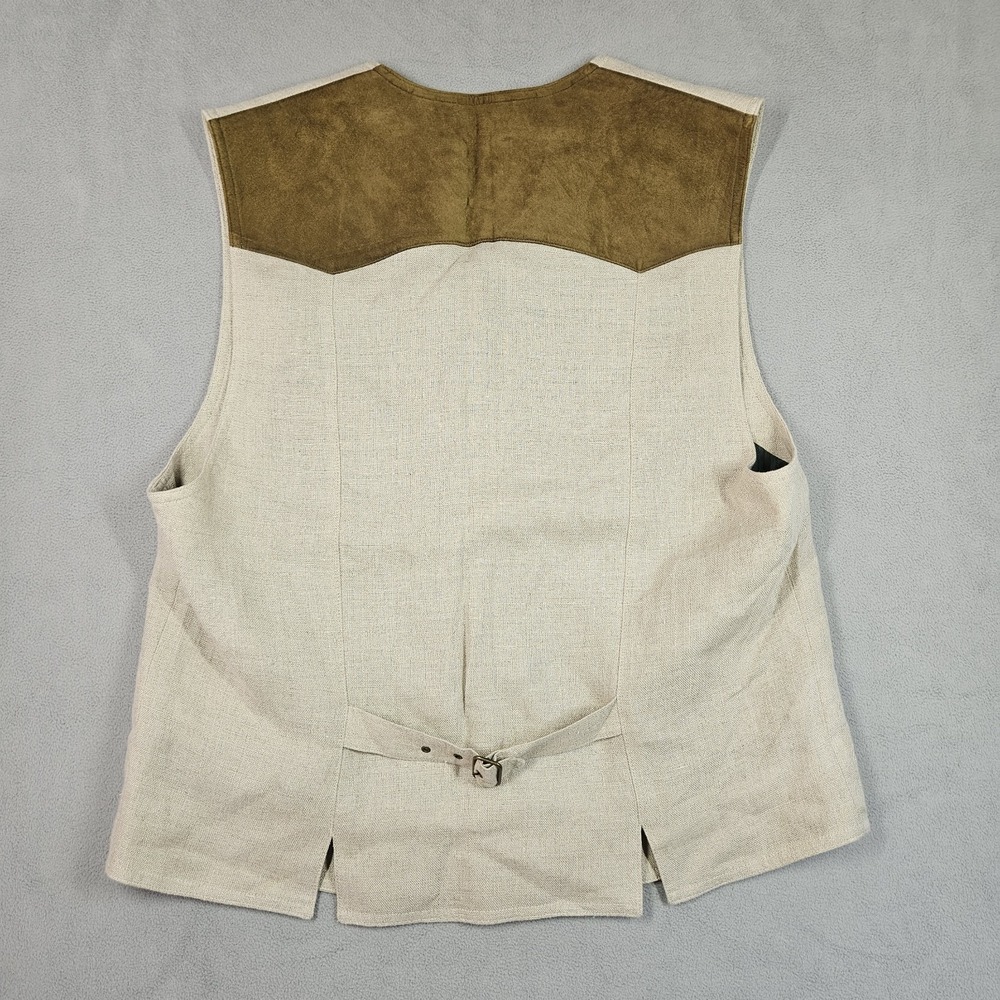 German Linen Vest Men US Sz 44/ EU 54 Western Trachten Traditional Leather Hunt - Picture 11 of 16